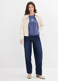 T-shirt manches longues bicolore à broderie, bonprix