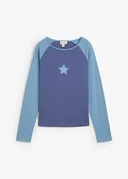 T-shirt manches longues bicolore à broderie, bonprix
