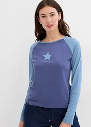 T-shirt manches longues bicolore à broderie, bonprix
