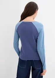 T-shirt manches longues bicolore à broderie, bonprix