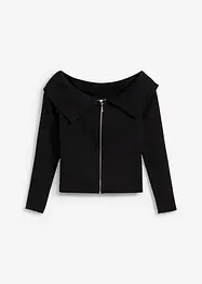 T-shirt côtelé à col Bardot, bonprix
