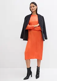 Robe midi à manches chauve-souris en satin fluide, bonprix
