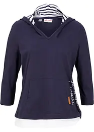 T-shirt à capuche, manches 3/4, bonprix