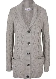 Gilet en maille à col châle et motif torsadé, bonprix
