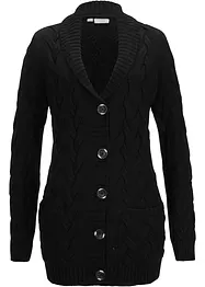 Gilet en maille à col châle et motif torsadé, bonprix