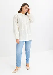 Blouse légèrement transparente avec applications florales, bonprix