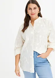 Blouse légèrement transparente avec applications florales, bonprix