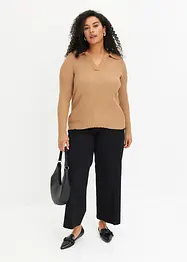 Pull en fine maille à col polo contrastant, bonprix