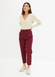 Pantalon en twill léger, paper bag, bonprix