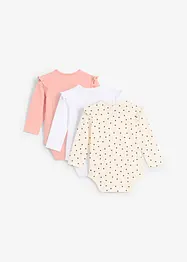 Lot de 3 bodies bébé volantés en coton, bonprix