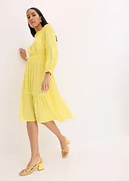 Robe à col Bardot en viscose texturée, bonprix