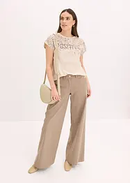T-shirt à empiècement tissé et strass, bonprix