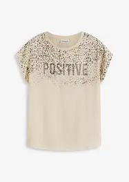 T-shirt à empiècement tissé et strass, bonprix
