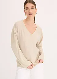 T-shirt à manches chauve-souris, empiècement en satin, bonprix