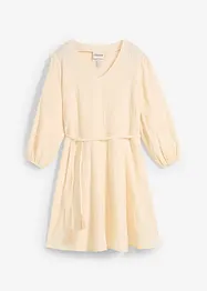 Robe courte patineuse avec ceinture à nouer et manches 3/4 amples, bonprix