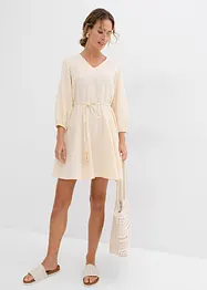 Robe courte patineuse avec ceinture à nouer et manches 3/4 amples, bonprix