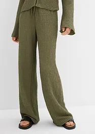 Pantalon large taille élastiquée en crêpe, bonprix