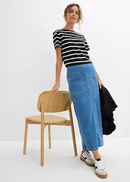 Jupe midi en jean, taille normale, bonprix