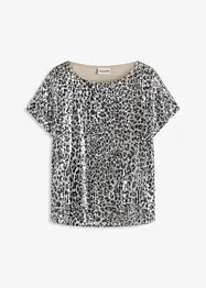T-shirt imprimé léopard à sequins, bonprix