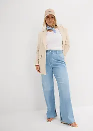 Jean droit, taille haute, fente, bonprix