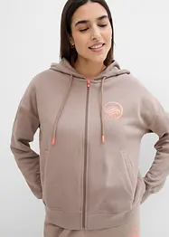 Sweat zippé à capuche, 100% coton, bonprix