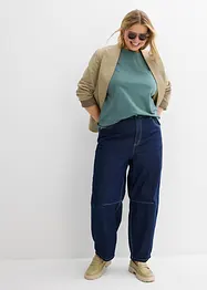 Jean Balloon taille haute et élastiquée, ultra doux, raccourci, bonprix