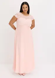 Robe en crêpe avec dentelle et détail à nouer, bonprix