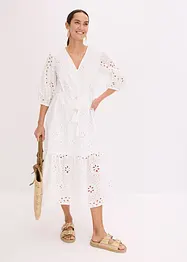 Robe midi à broderies anglaises, bonprix