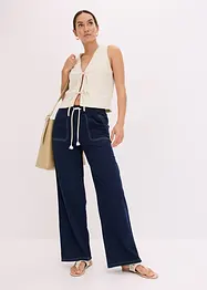Pantalon en twill léger avec cordon et coutures contrastantes, bonprix