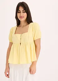 Blouse à manches bouffantes et encolure boutonnée, bonprix