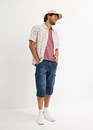 Bermuda long poches cargo en denim léger, coupe loose, bonprix