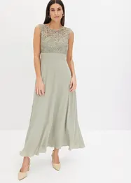 Robe longue avec empiècement dentelle, bonprix