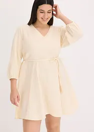 Robe courte patineuse avec ceinture à nouer et manches 3/4 amples, bonprix
