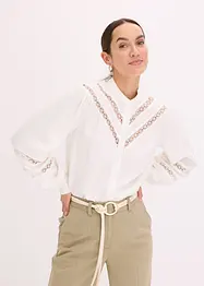 Chemisier avec lin et empiècements en crochet, bonprix