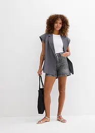 Short en jean taille haute, peu extensible, bonprix