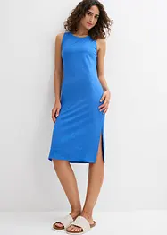 Robe fluide côtelée et fendue sur les côtés en viscose mélangée, bonprix