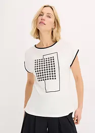 T-shirt à imprimé placé et passepoil contrastant, bonprix