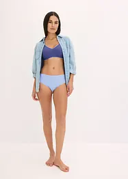 Lot de 4 slips brésiliens côtelés coton et dentelle, bonprix