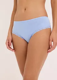 Lot de 4 slips brésiliens côtelés coton et dentelle, bonprix