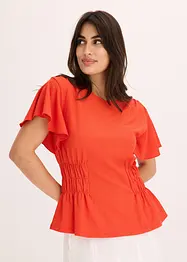 T-shirt en jersey crêpe avec smocks, bonprix
