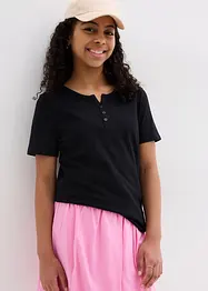 T-shirt col tunisien, 100% coton, bonprix