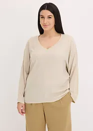 T-shirt à manches chauve-souris, empiècement en satin, bonprix