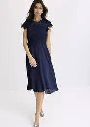 Robe midi en tulle délicat avec dentelle, bonprix