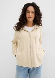 Sweat zippé à capuche avec élastique, bonprix
