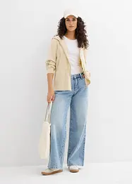 Sweat zippé à capuche avec élastique, bonprix