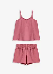 Pyjashort en gaze de coton avec top à fines bretelles, bonprix