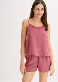 Pyjashort en gaze de coton avec top à fines bretelles, bonprix