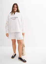 Sweat oversize à col polo et broderie poitrine, bonprix