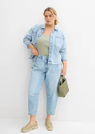 Jean barrel taille mi-haute peu extensible, cropped, bonprix