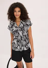 T-shirt col tunisien en viscose mélangée, bonprix